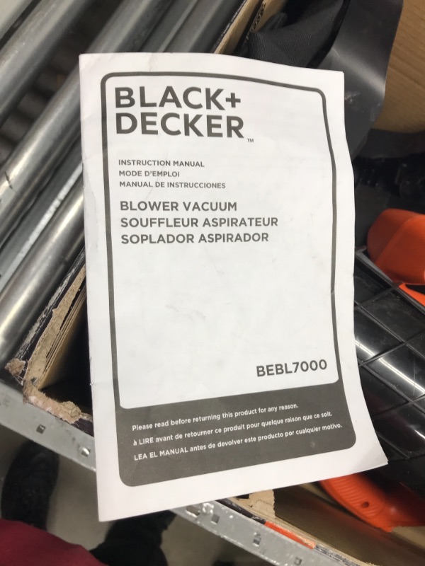 Photo 3 of BLACK+DECKER 3-in-1 Electric Leaf Blower, Leaf Vacuum, Mulcher (BEBL7000)