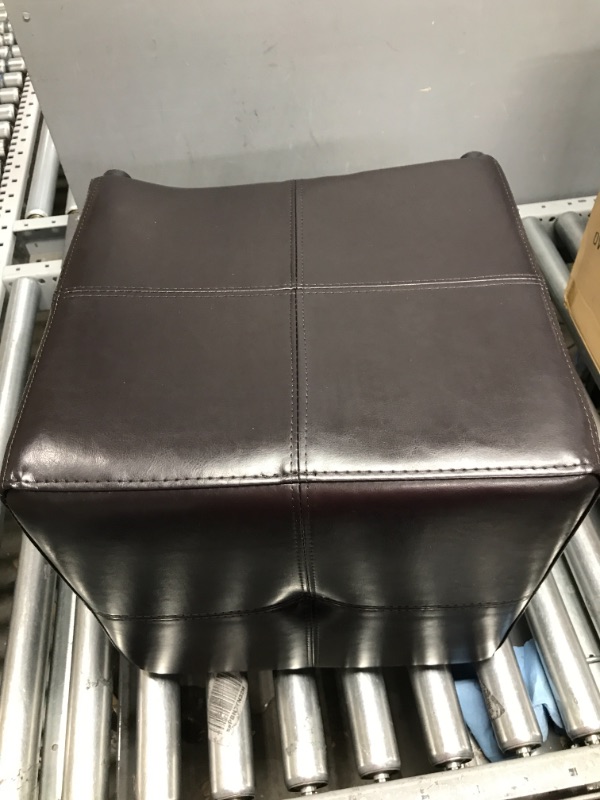 Photo 1 of FIRST HILL FHW Best Faux Leather Small Ottoman Espresso Dark Brown
