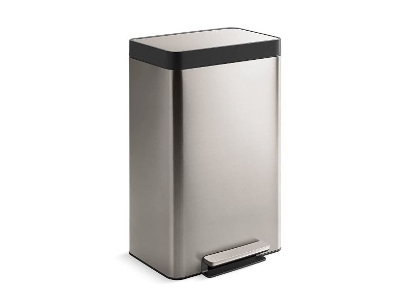 Photo 1 of 13 Gallon Hands-Free Kitchen Step, Trash Can with Foot Pedal, Quiet-Close Lid, Stainless Steel