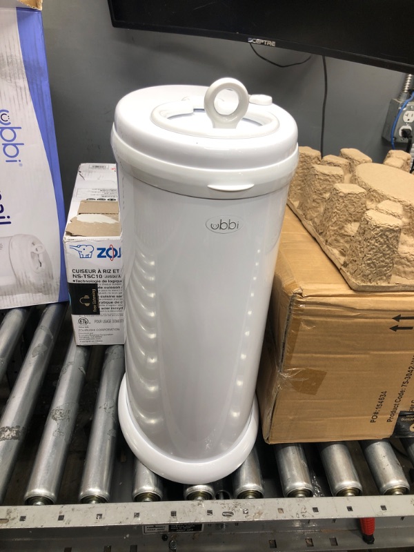 Photo 2 of Ubbi Steel Odor Locking, No Special Bag Required Money Saving, Awards-Winning, Modern Design, Registry Must-Have Diaper Pail, White