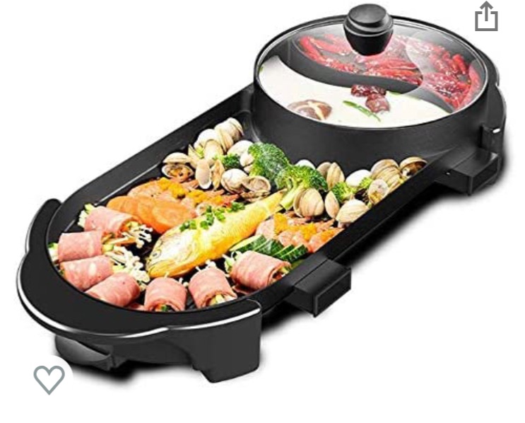 Photo 1 of *** TESTED** SEAAN Hot Pot with Grill, Hotpot Pot Electric Grill Indoor Shabu Shabu Pot Korean bbq Grill Smokeless, Separate Dual Temperature Contral, Capacity for 2-12 People, 110V