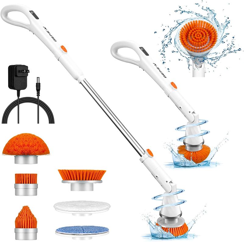 Photo 1 of **MISSING PARTS** Electric Spin Scrubber - Cordless Spin Scrubber for Cleaning, Power Scrubber for Bathroom with 6 Replaceable Brush Heads & Adjustable Extension Handle, Electric Cleaning Brush for Tub, Car, Floor
