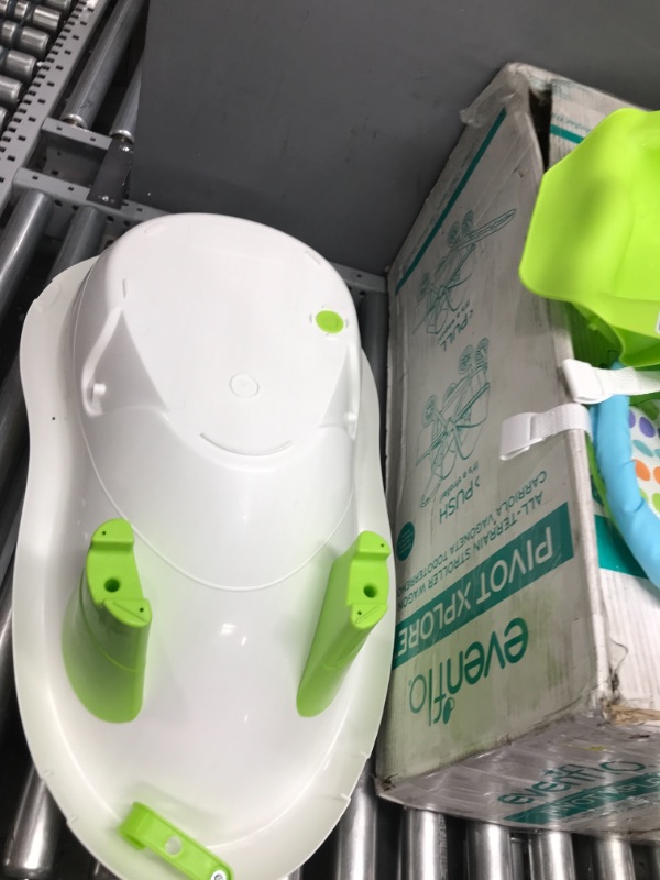 Photo 2 of **MISSING PARTS** Fisher-Price Baby Bath Tub, 4-in-1 Newborn to Toddler Tub with Infant Seat Bath Toys and Sling ‘n Seat Tub, Green
