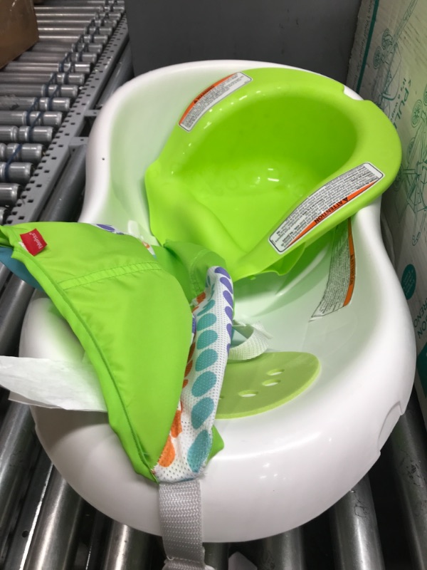 Photo 3 of **MISSING PARTS** Fisher-Price Baby Bath Tub, 4-in-1 Newborn to Toddler Tub with Infant Seat Bath Toys and Sling ‘n Seat Tub, Green
