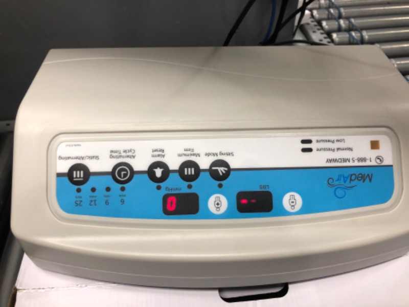 Photo 1 of Medical MedAir Low Air Loss Mattress Replacement System with Alarm, 8" with Quilted Cover Fully Digital with Remote Control, Firm Option, Blue Color.
