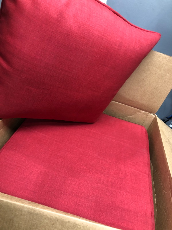 Photo 3 of Arden Selections Outdoor Deep Seating Cushion Set 24 x 24, Ruby Red Leala 24 x 24 Ruby Red Leala