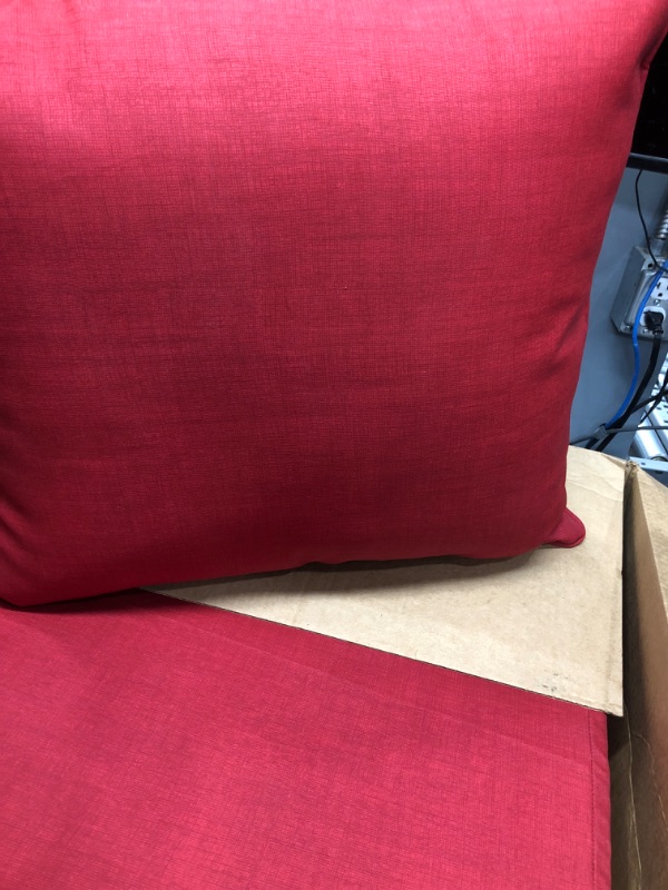 Photo 2 of Arden Selections Outdoor Deep Seating Cushion Set 24 x 24, Ruby Red Leala 24 x 24 Ruby Red Leala