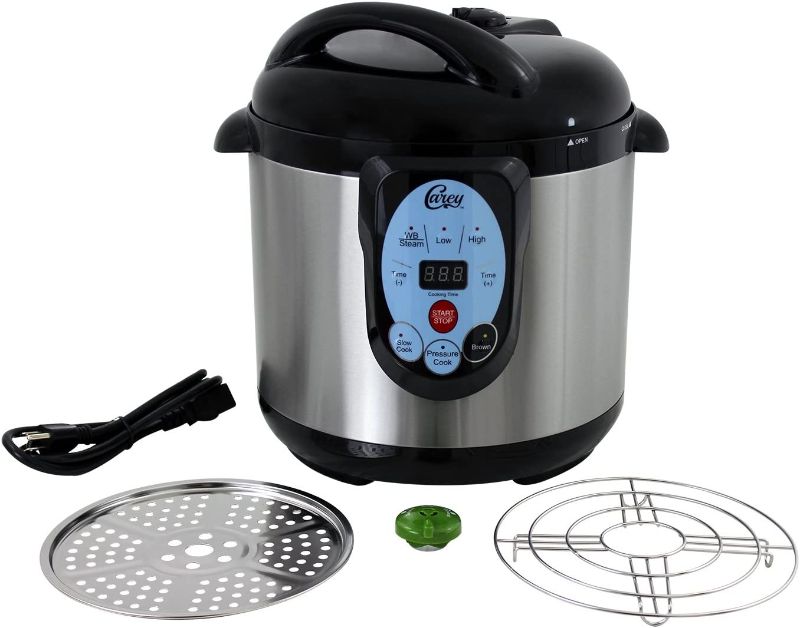 Photo 1 of **DAMAGED SEE COMMENTS/ PICTURES*-  
CAREY DPC-9SS Smart Electric Pressure Cooker and Canner, Stainless Steel, 9.5 Qt
