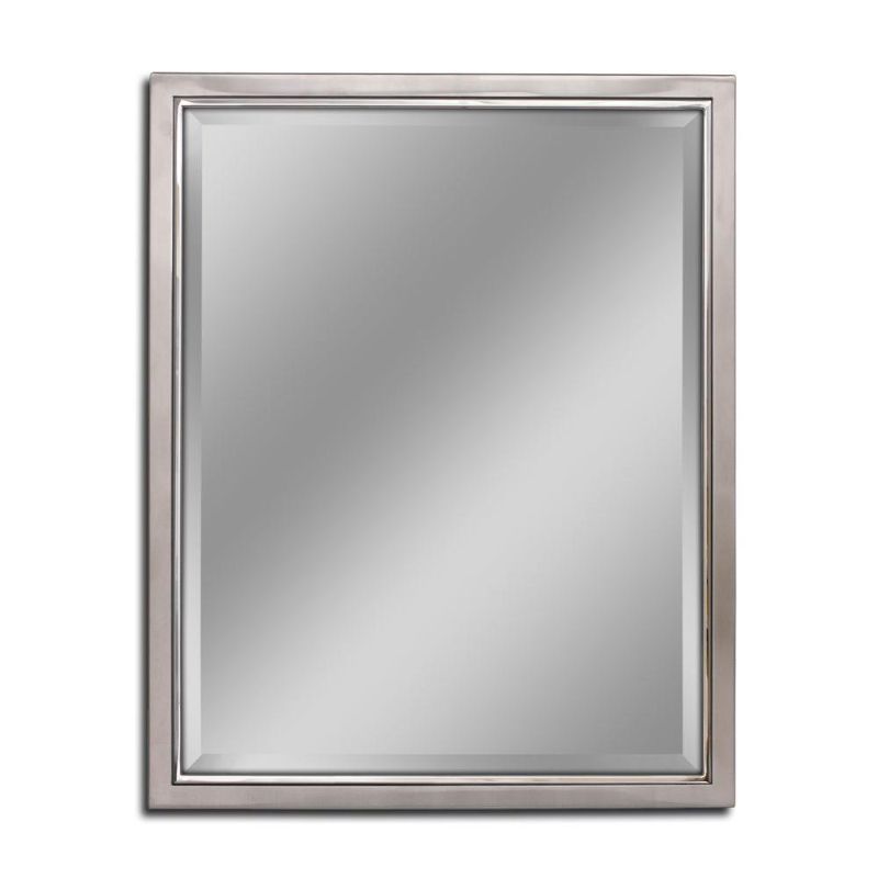 Photo 1 of 8020 24 X 30 in. Classic Brush Nickel 1 in. Wide Metal Frame Wall Mirror
