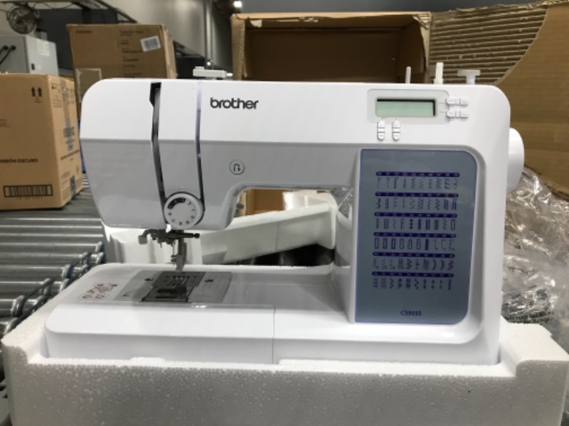 Photo 1 of Brother CS5055 Computerized Sewing Machine, 60 Built-in Stitches, LCD Display, 7 Included Feet, White