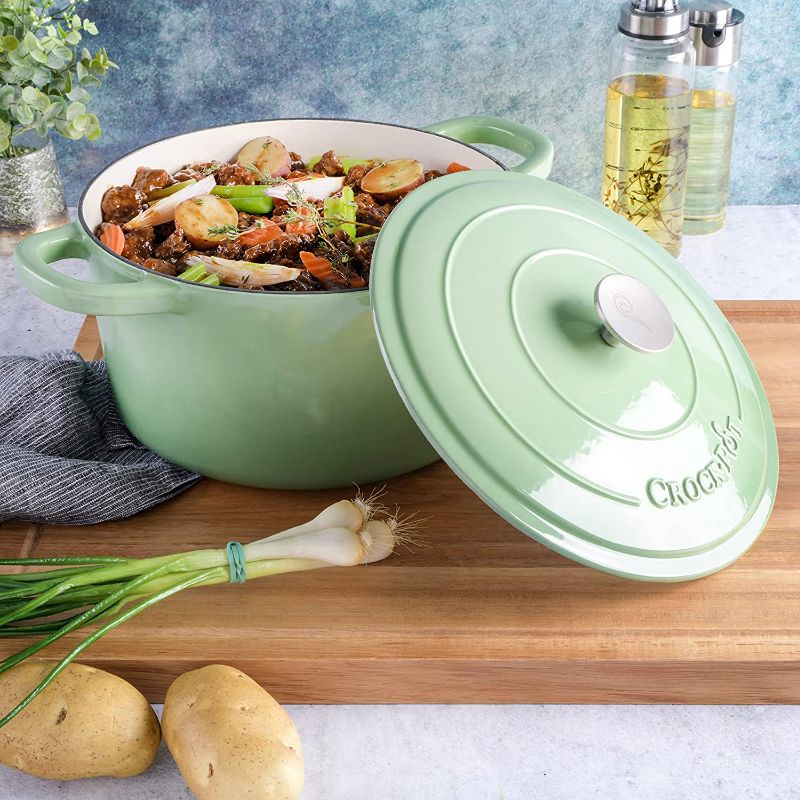 Photo 1 of Crock-Pot Artisan Round Enameled Cast Iron Dutch Oven, 7-Quart, Pistachio Green