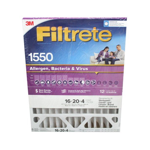Photo 1 of **SEE NOTE** 3M Filtrete 1550 Allergen Bacteria & Virus 16x20x4 Single Filter
