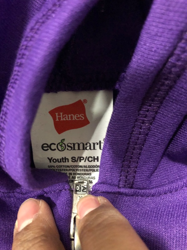 Photo 3 of Hanes Girls Hoodie, EcoSmart Girls' Full-Zip Hoodie, Cotton Hoodies for Girls, Fleece Zip Jackets Small Purple Thor
SIZE: Youth Small                                                                                                                          