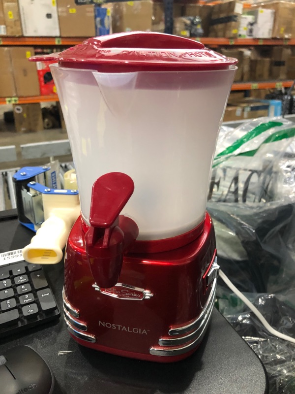 Photo 1 of Nostalgia Retro Frother and Hot Chocolate Maker and Dispenser, 32 Oz, for Coffees, Lattes, Cappuccinos, Red
