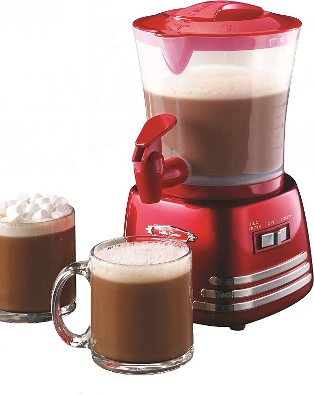 Photo 1 of Nostalgia Retro Frother and Hot Chocolate Maker and Dispenser, 32 Oz, for Coffees, Lattes, Cappuccinos, Red
