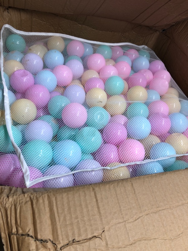 Photo 2 of Amazon Basics BPA Free Crush-Proof Plastic Ball Pit Balls with Storage Bag, Toddlers Kids 12+ Months, 6 Pastel Colors - Pack of 1000
