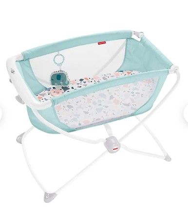 Photo 1 of Fisher-Price Rock With Me Bassinet, Blue/White (GNX44)
