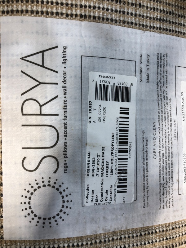 Photo 1 of 7'10" x 10'3" Surya Urban Shag USG-2303 Area Rug
