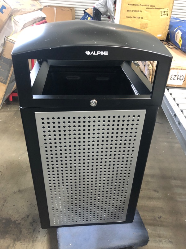 Photo 4 of Alpine Industries Rugged 40-Gallon All-Weather Outdoor Recycle Bin Trash Can Container (Without Ash Tray, Steel Panels)