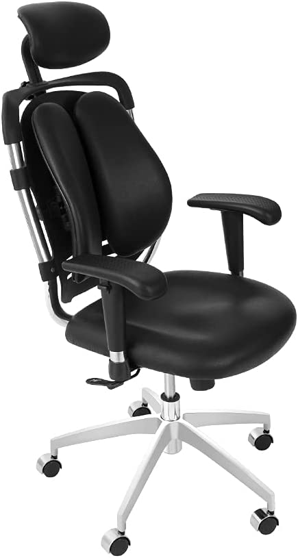 Photo 1 of CangLong Executive Office Desk High-Back Adjustable Headrest Swivel Mesh Computer Chair with Lumbar Support Armrest, Black
