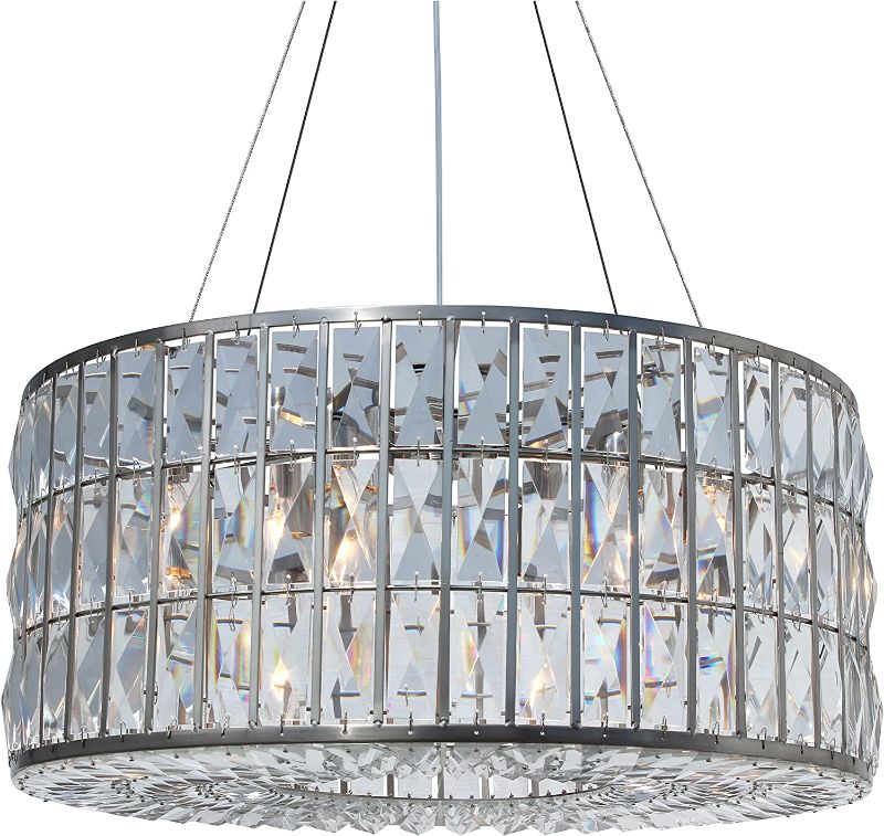 Photo 1 of LightUpMyHome The Monroe Round Clear Crystal Chandelier, Brushed Nickel Finish
