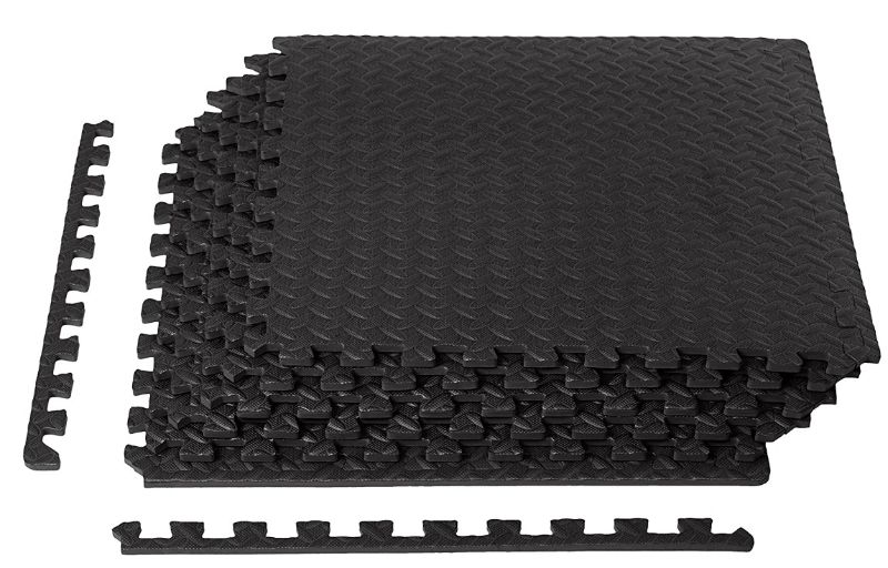 Photo 1 of BalanceFrom Puzzle Exercise Mat with EVA Foam Interlocking Tiles Black One Inch Thick, 72 S.F.