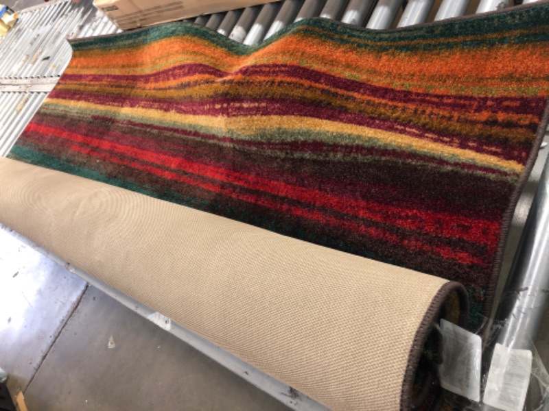 Photo 1 of 6'x9' Red, green, beige stripe Rug 