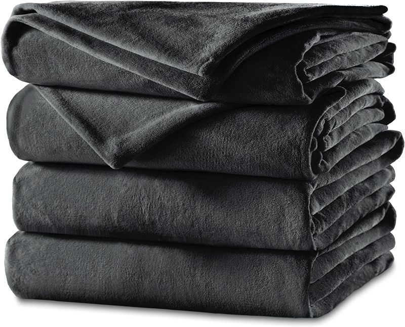 Photo 1 of ***ERROR*** Sunbeam Heated Blanket | Velvet Plush, 10 Heat Settings, Slate, King