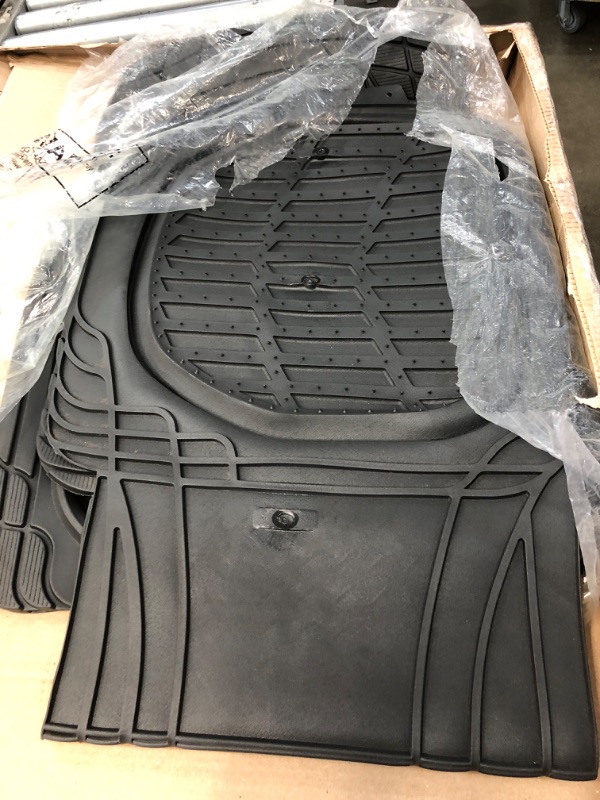 Photo 1 of Motor Trend 923-BK Black FlexTough Contour Liners-Deep Dish Heavy Duty Rubber Floor Mats for Car SUV Truck & Van-All Weather Protection Trim to Fit Most Vehicles Black Full Set