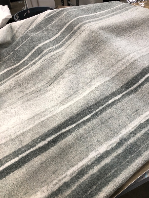 Photo 1 of 7'4"x 10' Blue And Grey Striped Rug 