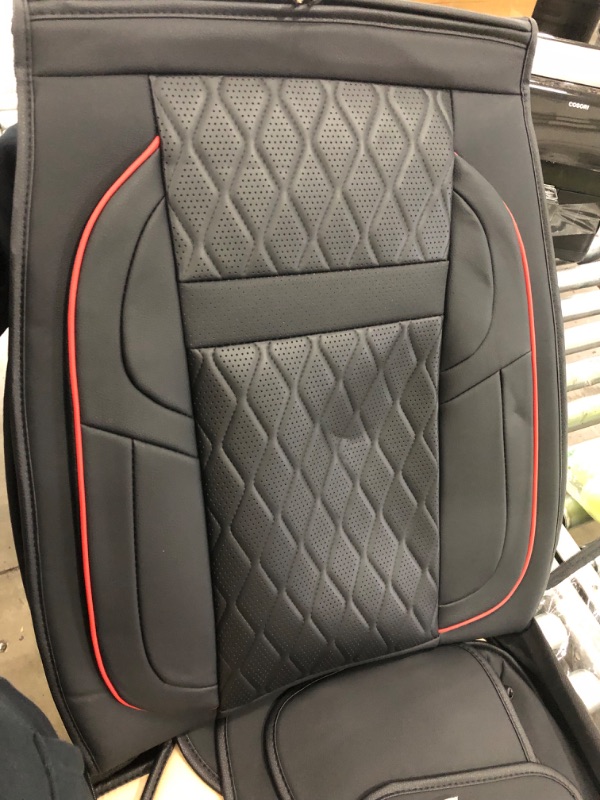 Photo 3 of 11 piece Coverado Leather Car Seat Covers Full Set, Waterproof Leatherette Automotive Auto Seat Cushion Cover with Diamond Pattern, Universal Fit for Cars SUV Pick-up Truck(black, M) FullSet M SCU013 Black 