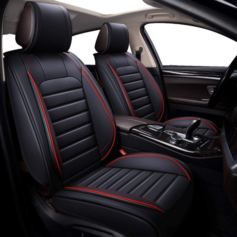 Photo 1 of 11 piece Coverado Leather Car Seat Covers Full Set, Waterproof Leatherette Automotive Auto Seat Cushion Cover with Diamond Pattern, Universal Fit for Cars SUV Pick-up Truck(black, M) FullSet M SCU013 Black 