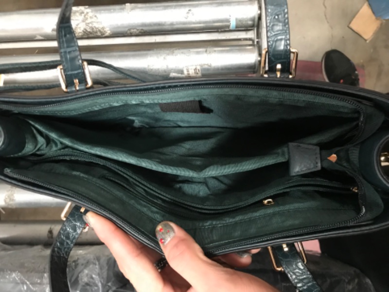 Photo 1 of Laptop Bag for Women 15.6 inch Laptop Tote Bag Leather Classy Computer Briefcase for Work Waterproof Handbag Professional Shoulder Bag Women Business Office Bag Large Capacity Teal 