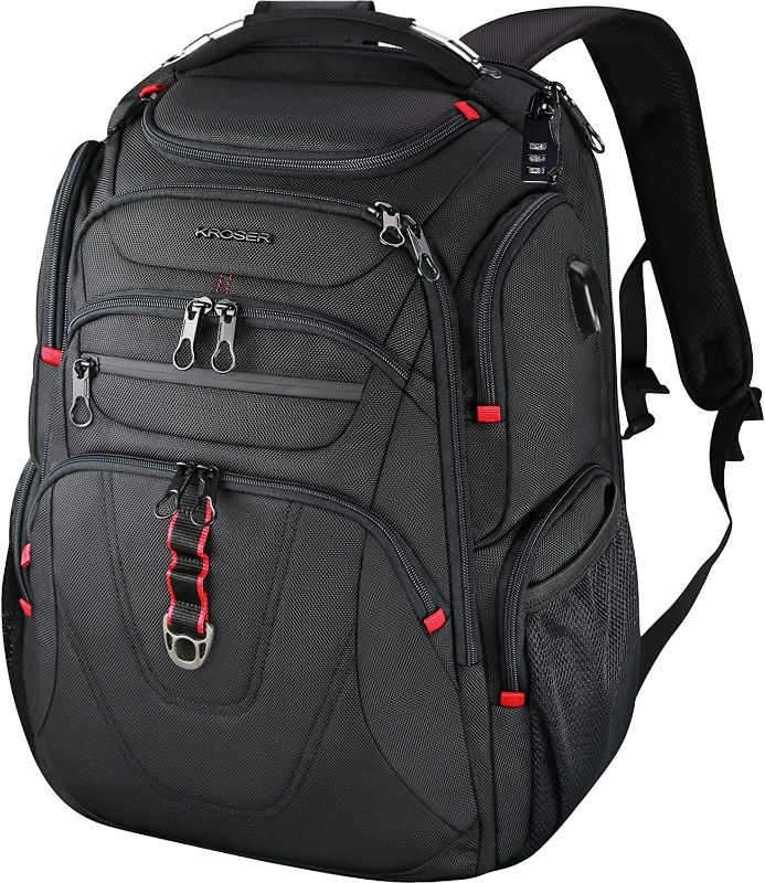 Photo 1 of **** USED ****
KROSER TSA Friendly Travel Laptop Backpack 17.3 inch XL Computer Backpack Water-Repellent College Daypack Business Backpack with RFID Pockets & USB Port for Men/Women-Black
