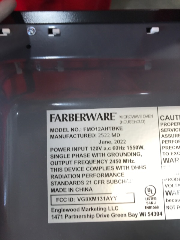 Photo 3 of Farberware Professional FMO12AHTBKE 1.2 Cu. Ft. 1100-Watt Microwave Oven With Smart Sensor Cooking and LED Lighting, Brushed Stainless Steel
