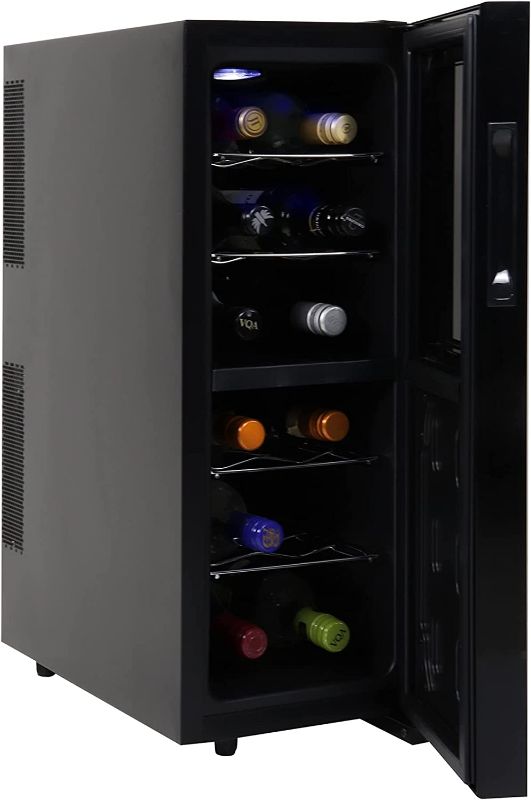 Photo 1 of Koolatron Urban Series 12 Bottle Dual Zone Wine Cooler, Black, Thermoelectric Wine Fridge, Freestanding Wine Cellar, Red, White, Sparkling Wine Storage for Small Kitchen, Apartment, Condo, RV
