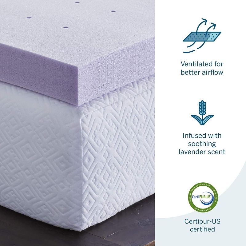 Photo 1 of 3 Inch Lavender Infused Memory Foam Mattress Topper -