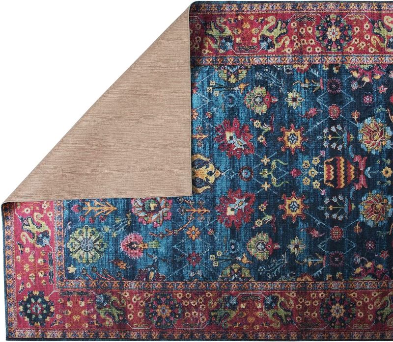 Photo 1 of Adiva Rugs Machine Washable Area Rug with Non Slip Backing for Living Room, Bedroom, Bathroom, Kitchen, Printed Persian Vintage Home Decor, Floor Decoration Carpet Mat (Terra, 5'3" x 7'5")
