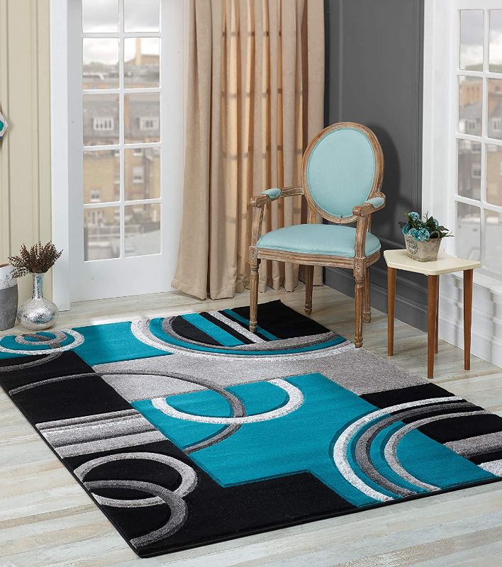 Photo 1 of **** USED ****
GLORY RUGS Area Rug Modern 8x10 Turquoise Soft Hand Carved Contemporary Floor Carpet with Premium Fluffy Texture for Indoor Living Dining Room and Bedroom Area
