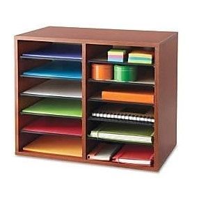 Photo 1 of Safco Products 9420CY Wood Adjustable Literature Organizer, 12 Compartment, Cherry
