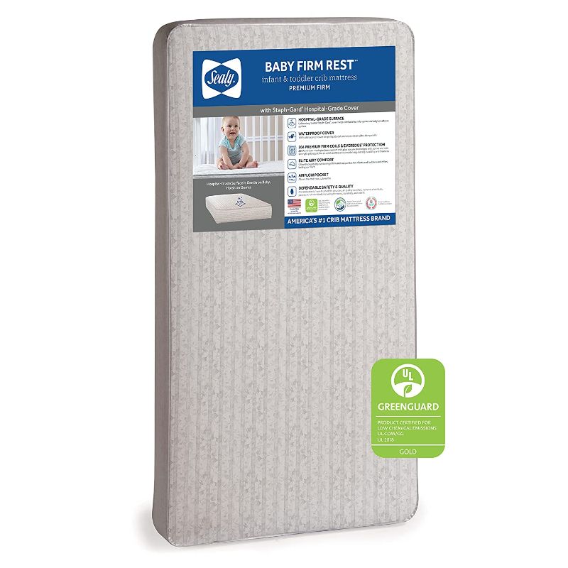 Photo 1 of 
Sealy Baby Firm Rest Antibacterial Waterproof Baby Crib Mattress and Toddler Bed Mattress - 204 Premium Coils - 51.7” x 27.3"
