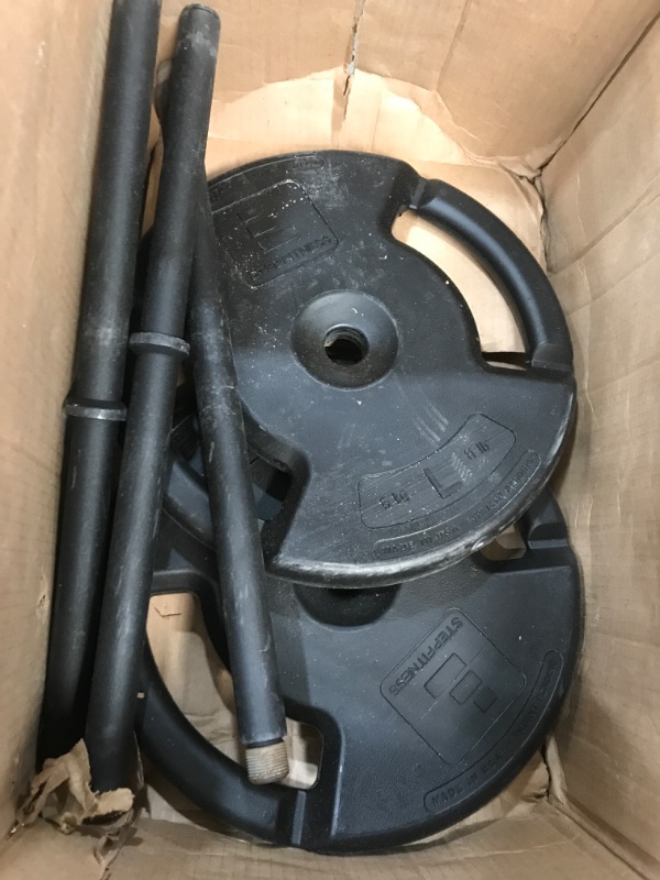 Photo 2 of **MISSING PARTS* REVIEW PHOTOS* Club Quality 4-Weight Deluxe Barbell Set (includes the bar) by Step Fitness Barbell Set - 60 pounds