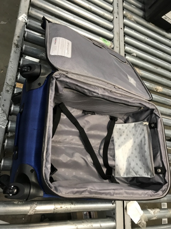 Photo 3 of **DAMSGED*  SwissGear Sion Softside Expandable Roller Luggage, Blue, Checked-Medium 25-Inch Checkd-Medium 25-Inch Blue