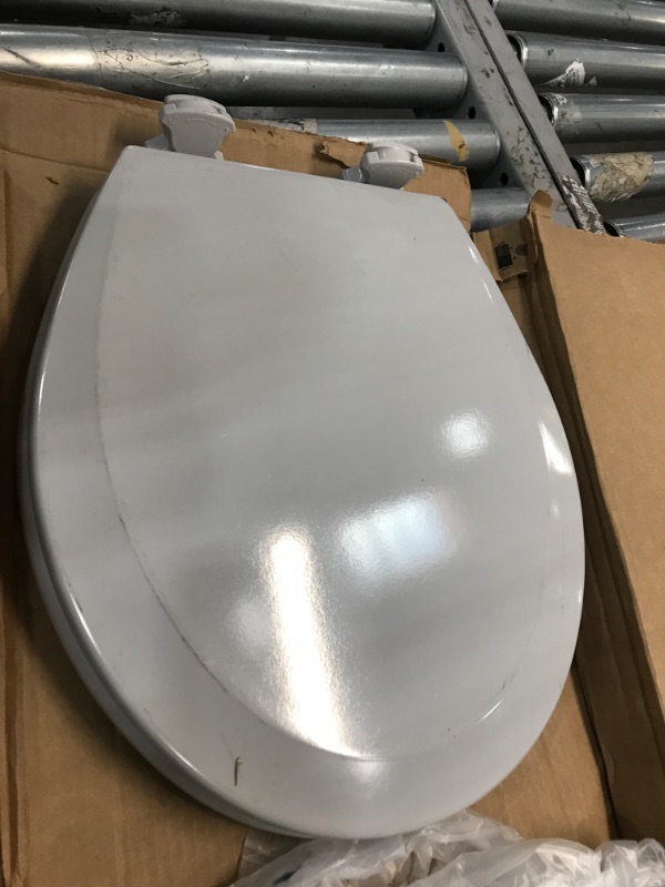 Photo 2 of **MISSING HARDWARE* Bemis 1500EC-162 Silver Closed Front Elongated Toilet Seat