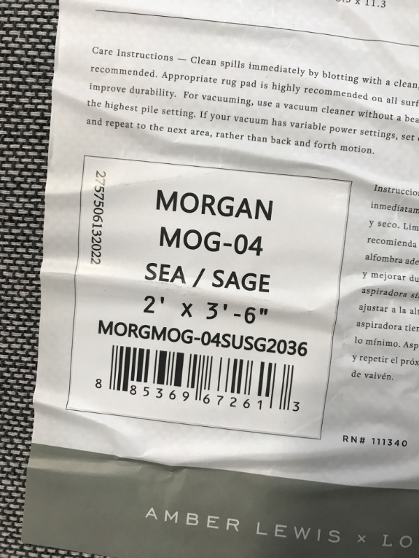 Photo 2 of Amber Lewis x Loloi Morgan Collection MOG-04 Sea / Sage, Traditional 2' x 3'-6" Rectangle Accent Rug feat. CloudPile™ Sea / Sage 2' x 3'-6" Rectangle