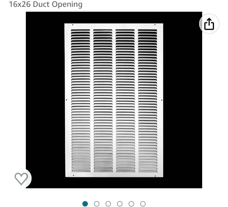 Photo 1 of 16"W x 26"H [Duct Opening Measurements] Steel Return Air Grille (HD Series) Vent Cover Grill for Sidewall and Ceiling, White | Outer Dimensions: 17.75"W X 27.75"H for 16x26 Duct Opening