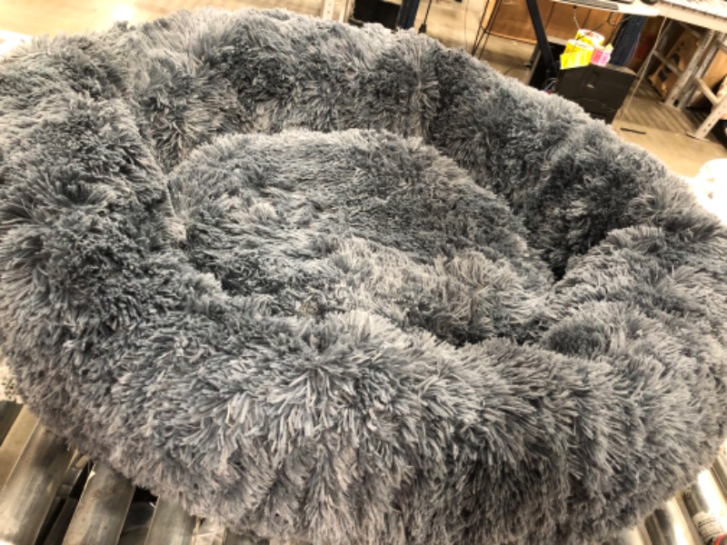 Photo 2 of 
Luciphia Round Dog Cat Bed Donut Cuddler, Faux Fur Plush Pet Cushion for Large Medium Small Dogs, Self-Warming and Cozy for Improved Sleep Gradient Blue,
Super Comfort: The bed is about 20”x 20”x 10'', perfect for your cat, or small dog up to 15lbs. With