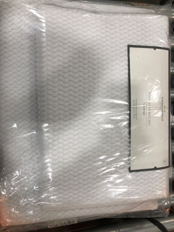 Photo 1 of 2pk Fuzzy Foam Bath Rug White - Threshold&#8482;