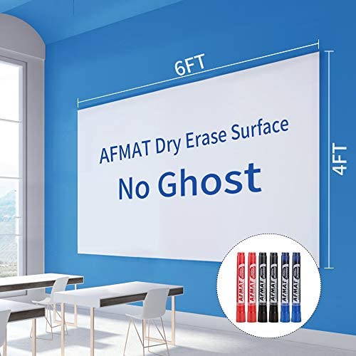 Photo 1 of Dry Erase Whiteboard Paper, Large White Board Stickers for Wall, 6x4ft Dry Erase Paper Roll with Adhesive Backing, Perfect Replacement for White Board, No Ghost After 60 Days, 6 Much Better Markers