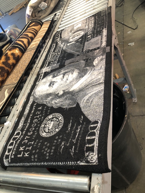 Photo 2 of 53" x 22" ben franklin 100 dollar bill rug siesta collection